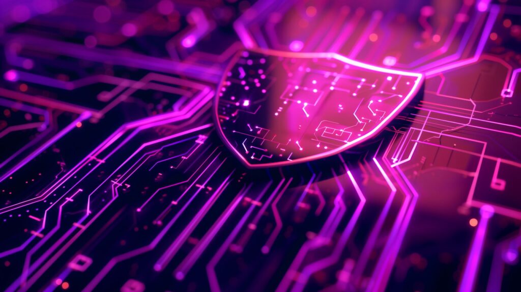 Carte mémoire d'un ordinateur avec un sigle de sécurité